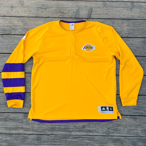 Adidas Lakers Shoot Around Long Sleeve Shirt - Picture 1 of 10